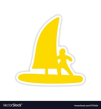 Icon sticker realistic design on paper windsurfing vector image