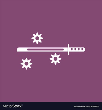 Icon sword and shuriken vector image