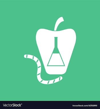 Icon test-tube apple and worm vector image