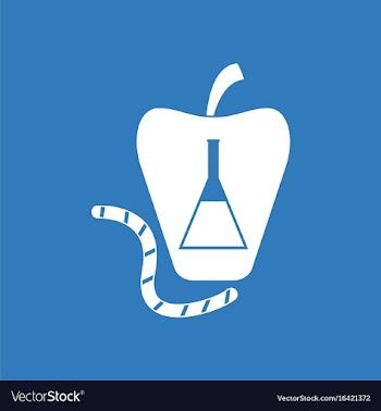 Icon test-tube apple and worm vector image
