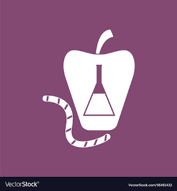 Icon test-tube apple and worm vector image