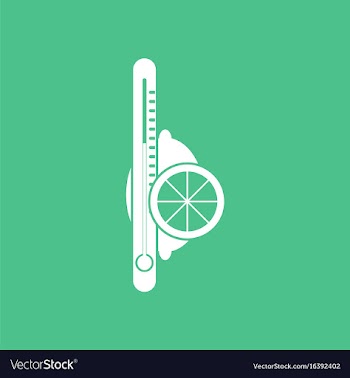 Icon thermometer with lemon vector image