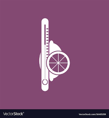 Icon thermometer with lemon vector image