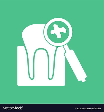 Icon tooth with magnifying glass vector image