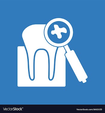 Icon tooth with magnifying glass vector image
