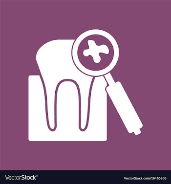 Icon tooth with magnifying glass vector image