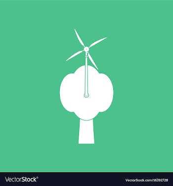 Icon wind turbine and tree vector image
