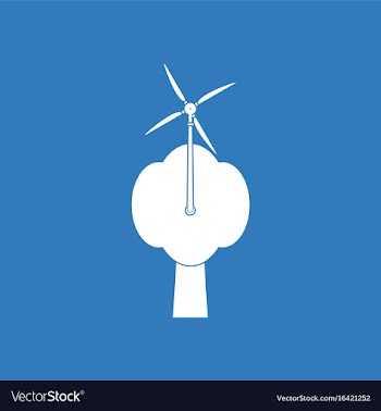 Icon wind turbine and tree vector image