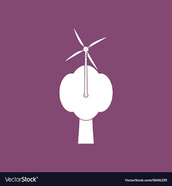 Icon wind turbine and tree vector image