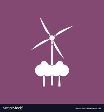 Icon wind turbine between trees vector image