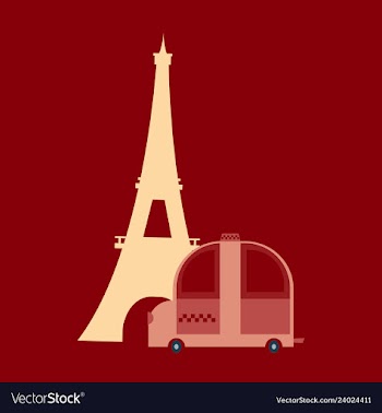 Icon with eiffel tower and taxi vector image