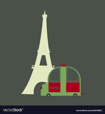 Icon with eiffel tower and taxi vector image