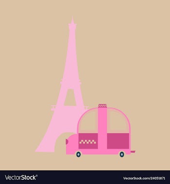 Icon with eiffel tower and taxi vector image