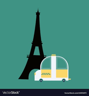 Icon with eiffel tower and taxi vector image