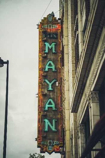 Iconic Fox Theater sign at Broadway Denver.