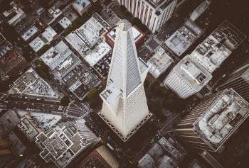 Iconic Transamerica Pyramid building in San Francisco downtown.