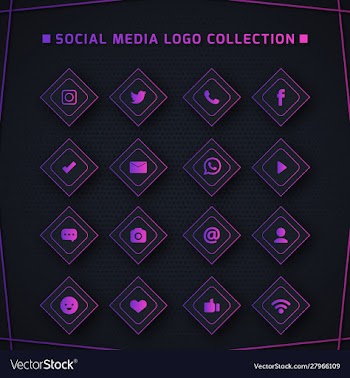 Icons for social networking template vector image
