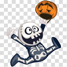 Icons Halloween, _, child skeleton holding candy basket illustration transparent background PNG clipart