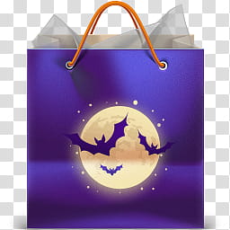Icons Halloween, _, purple bat graphic shopping bag transparent background PNG clipart