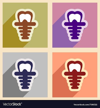Icons of assembly artificial tooth in flat style vector image