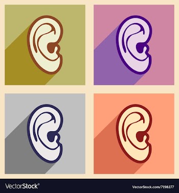 Icons of assembly human ear in flat style vector image