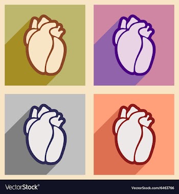 Icons of assembly human heart in flat style vector image