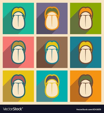 Icons of assembly human tongue in flat style vector image
