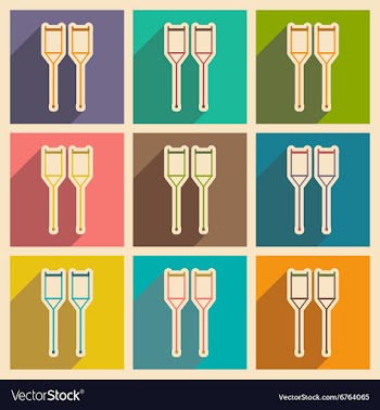 Icons of assembly medical crutches in flat style vector image