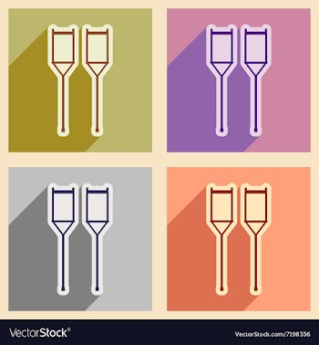 Icons of assembly medical crutches in flat style vector image