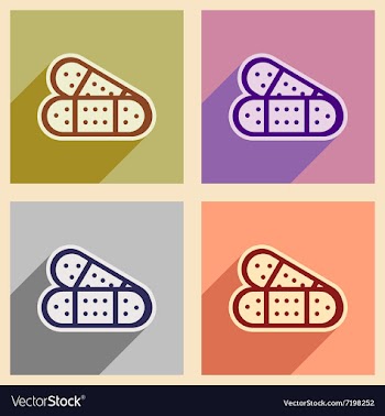 Icons of assembly medical plaster in flat style vector image