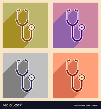 Icons of assembly medical stethoscope in flat vector image