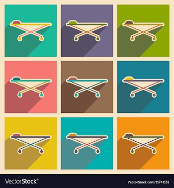 Icons of assembly medical stretcher in flat style vector image