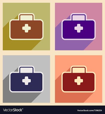 Icons of assembly medical suitcase in flat style vector image