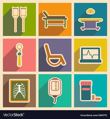 Icons of assembly medical themed icons in flat vector image