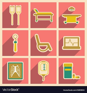 Icons of assembly medical themed icons in flat vector image