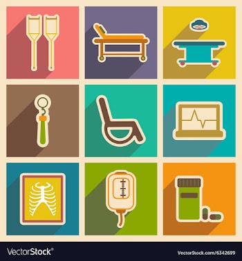 Icons of assembly medical themed icons in flat vector image