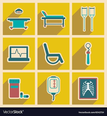 Icons of assembly medical themed icons in flat vector image