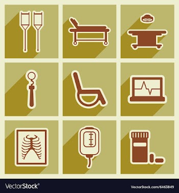 Icons of assembly medical themed icons in flat vector image