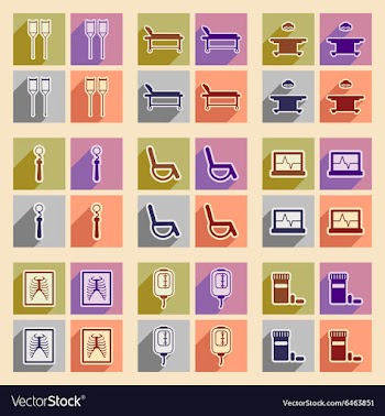 Icons of assembly medical themed icons in flat vector image