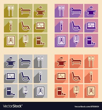 Icons of assembly medical themed icons in flat vector image