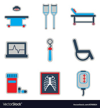 Icons of assembly medical themed icons in flat vector image