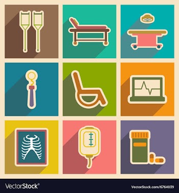 Icons of assembly medical themed icons in flat vector image