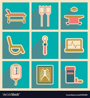 Icons of assembly medical themed icons in flat vector image