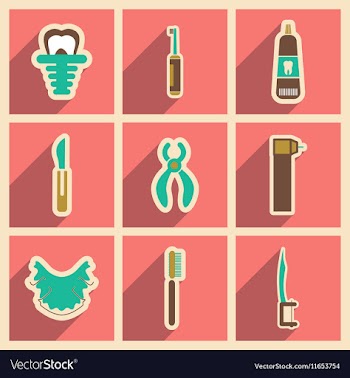 Icons of assembly stomatology in flat style vector image