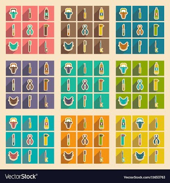 Icons of assembly stomatology in flat style vector image