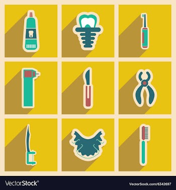 Icons of assembly stomatology in flat style vector image