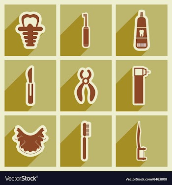 Icons of assembly stomatology in flat style vector image