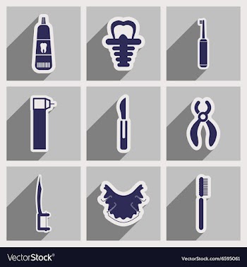 Icons of assembly stomatology in flat style vector image