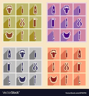 Icons of assembly stomatology in flat style vector image