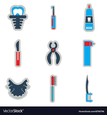 Icons of assembly stomatology in flat style vector image
